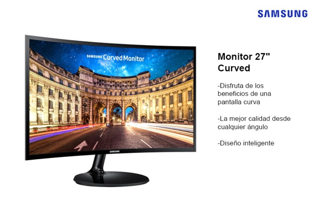 computadoras y laptops - MONITOR SAMSUNG 27 pulgadas CURVO, 1080P, 16:9, 250 CD/M². PUERTOS: 1 
