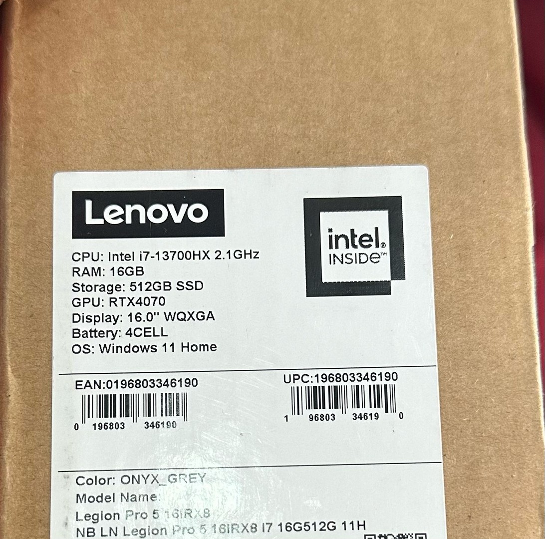 computadoras y laptops - LENOVO LEGION PRO 5 INTELCORE i7-13VA GEN, 512GB SSD, 16GB RAM, RTX4070, 16-INCH 1