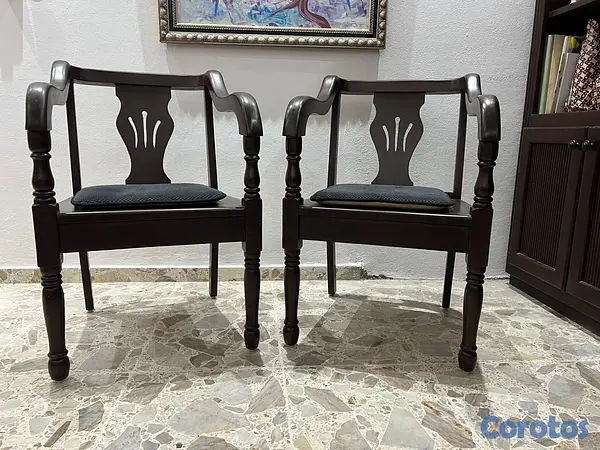 decoración y accesorios - Par de butacas elegantes de madera de caoba 3