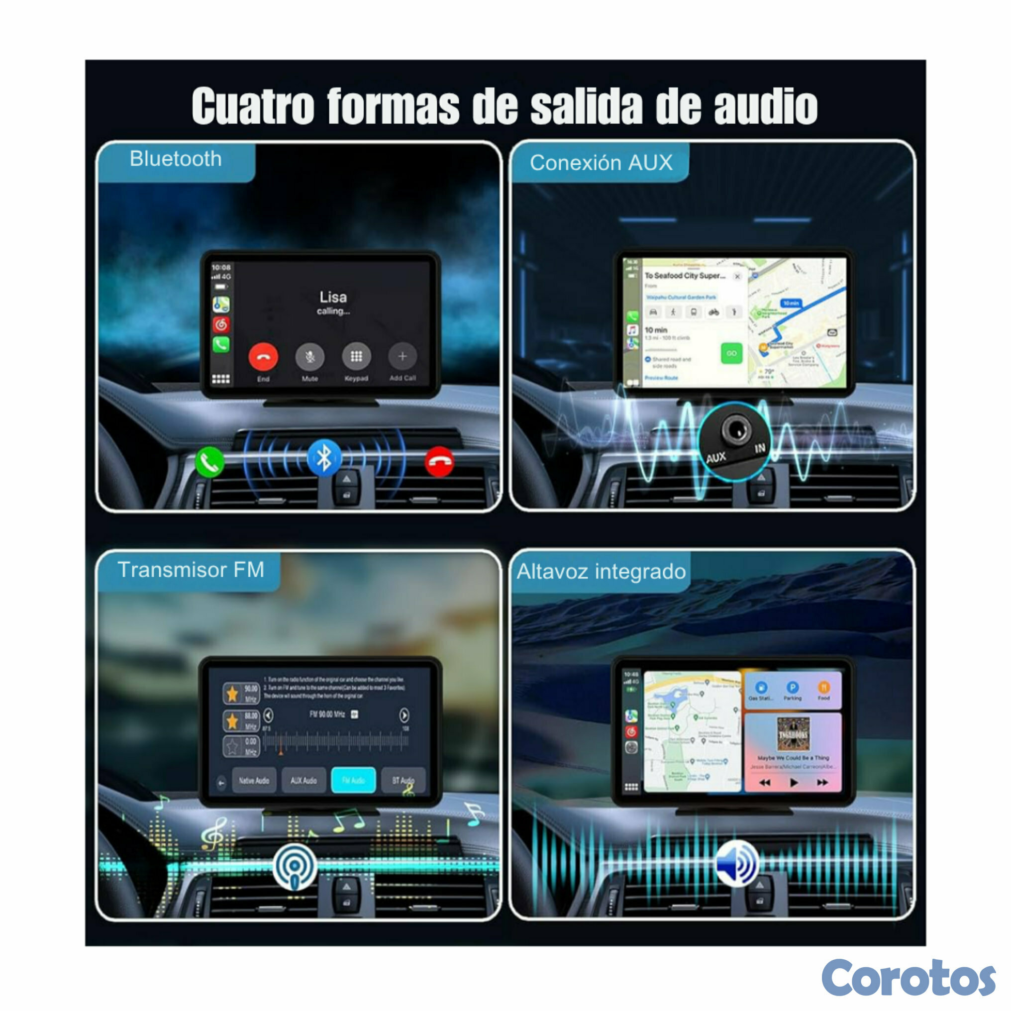 otros electronicos - Pantalla CarPlay y Android Auto Inalámbrica 7 Bluetooth, Cámara de Reversa y GPS 3