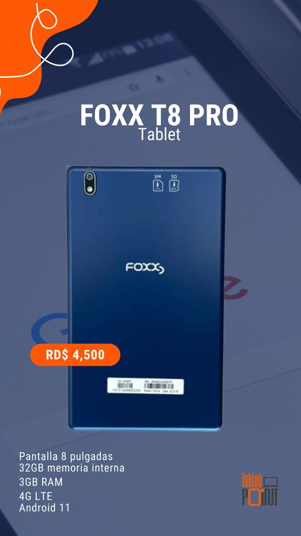 celulares y tabletas - Tablet Foxx T8 PRO - 32GB, 2GB RAM, 4G LTE.