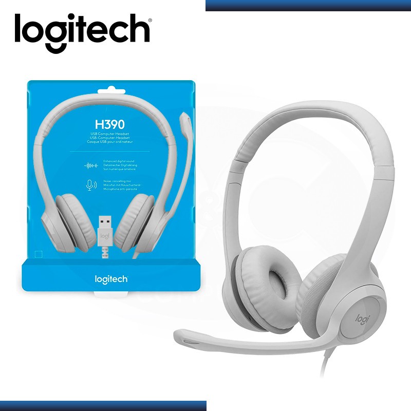 computadoras y laptops - AUDIFONO CON MICROFONO LOGITECH H390 PC BLANCO, INTERNET CLEAR CHAT CONFORT USB,