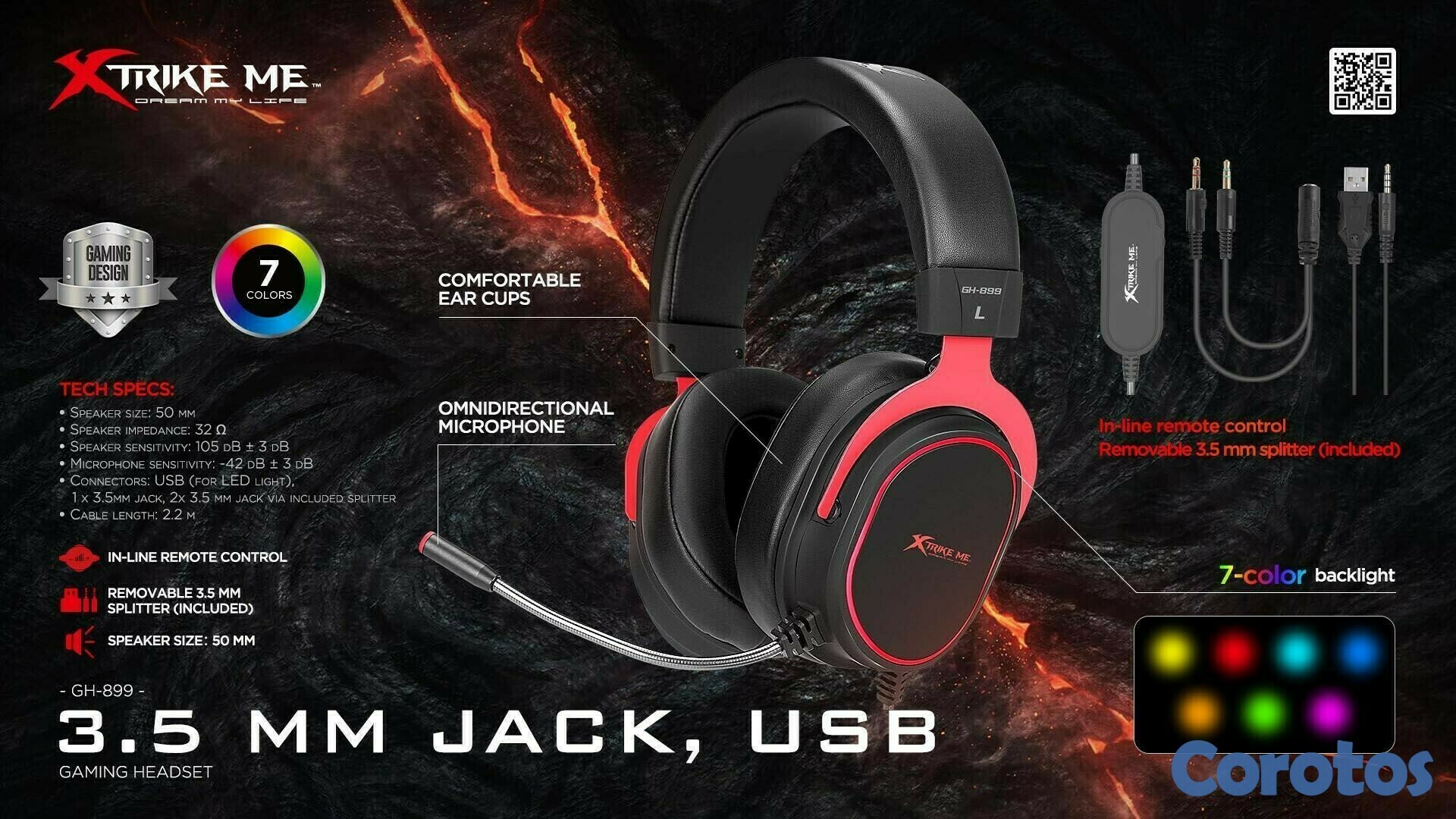 computadoras y laptops - AUDIFONO CON MICRFONO HEADSET GAMING SUPER SONIDO XTRIKE ME  GH899 1