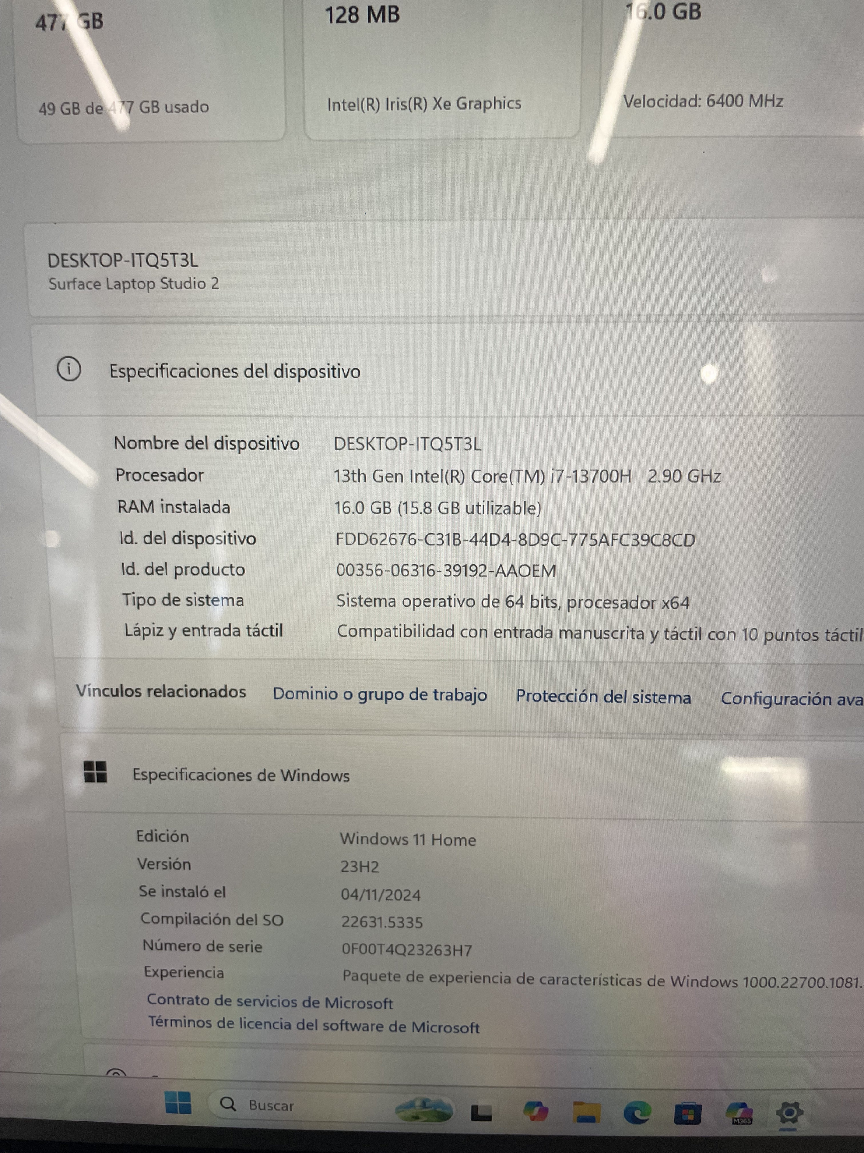 computadoras y laptops - Laptop Microsoft Studio 2 13TH Gen core i7 
16Gb de ram
512gb SSD  4