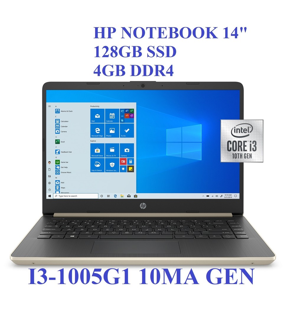 computadoras y laptops - Laptop HP NOTEBOOK 14 CON I3 10MA 128GB SSD Y 4GB DDR4 NUEVA $29,500