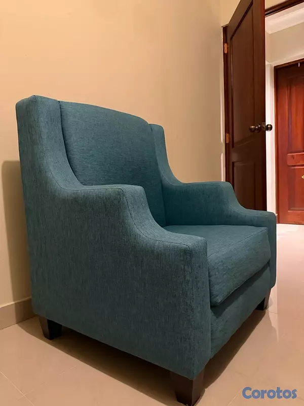 muebles y colchones - Butaca en tela de color verde, en excelente condiciones  3
