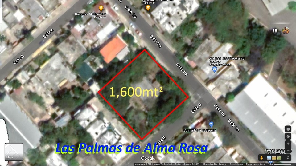 solares y terrenos - En Esquina Terreno de 1600mt2 en Las Palmas de Alma Rosa, +Casa Regalada, DavidB