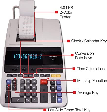 impresoras y scanners - CALCULADORA SHARP EL 2630 PIII, PANTALLA 12 DIGITOS,PAPEL,SUMADORA 2