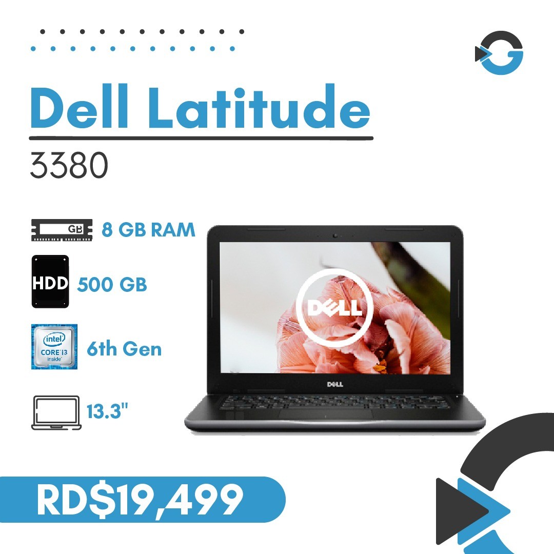 computadoras y laptops - Laptop Dell Latitude 3380 Core i3 500GB HDD 8GB RAM (Incluye Mouse y Mochila)