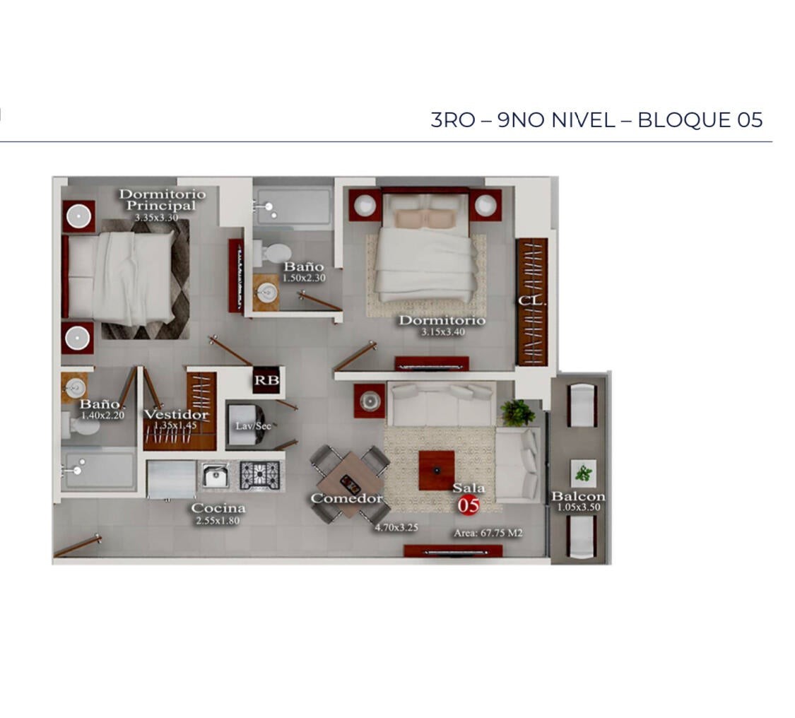 apartamentos - Apartamento perfecto para inversión de dos habitaciones con balcón  6