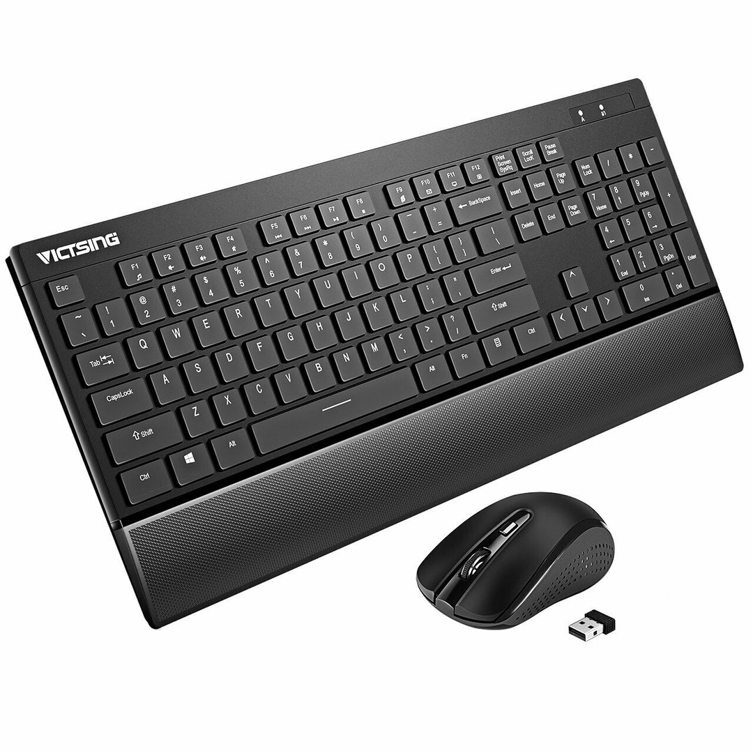 computadoras y laptops - Combo de mouse y teclado marca VicTsing de 2,4 GHz, reposamuñecas