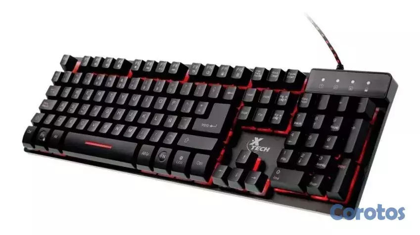 computadoras y laptops - TECLADO GAMER XTECH XTK-520S, USB, ESPAÑOL, MULTIMEDIA, LUZ DE FONDO 3 COLORES 3
