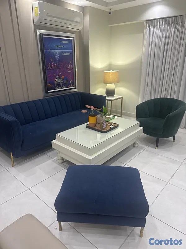 muebles y colchones - Sofa de 3 asientos con othman, Ilumel  9