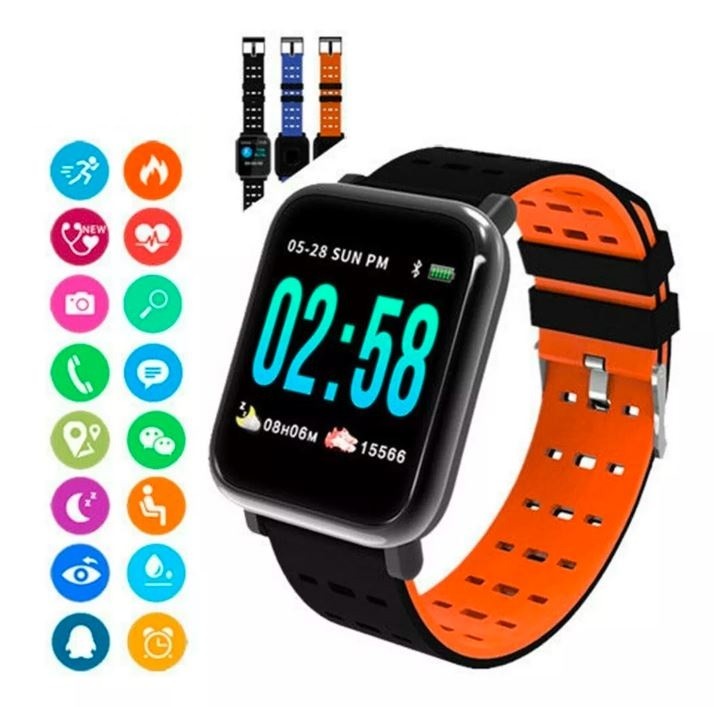 accesorios para electronica - Smartwatch fitness A6, monitorea tu salud y recibe las notificaciones de mensaje