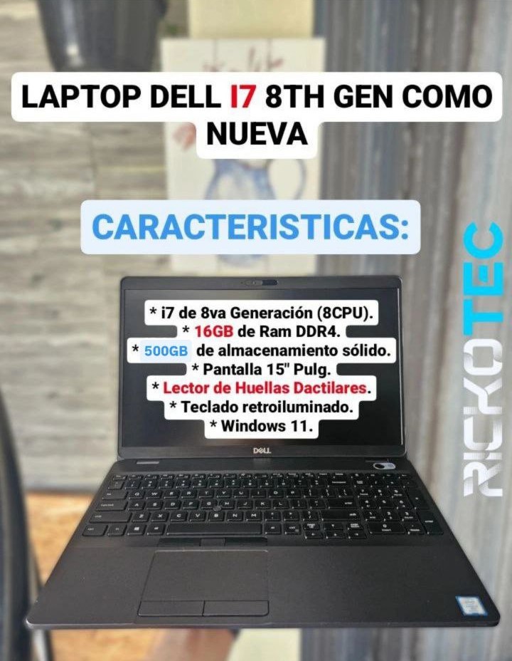 computadoras y laptops - LAPTOP DELL I7 8TH GEN 16GBRAM 500GBSSD TOUCH COMO 1
