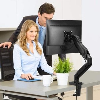 computadoras y laptops - SOPORTE KLIPX CON MECANISMO PARA MONITOR 17-27" NEGRO BRACKET SLIM CARGA 6.5KGS  1