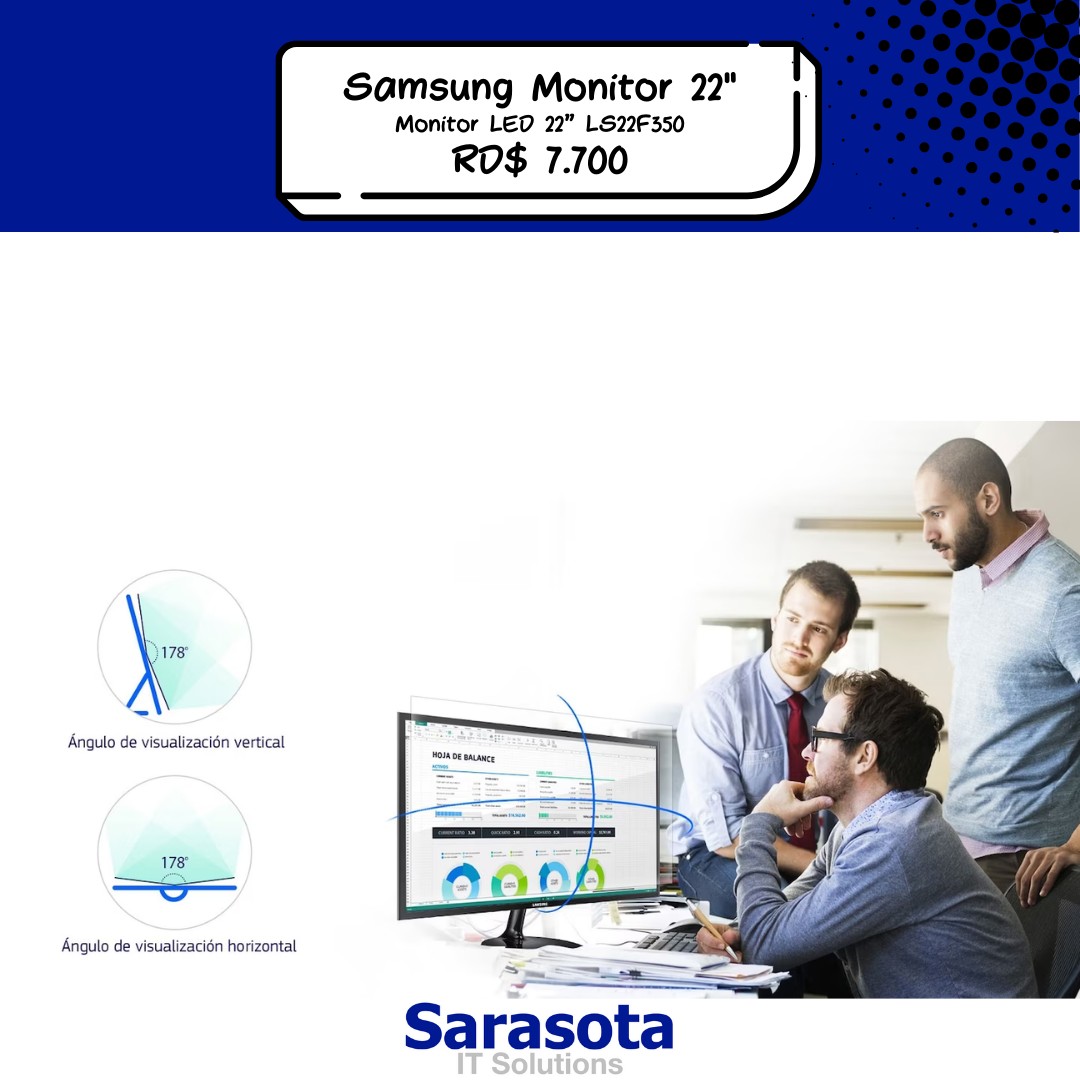 computadoras y laptops - Monitor Samsung 22" plano led modelo SF350 3