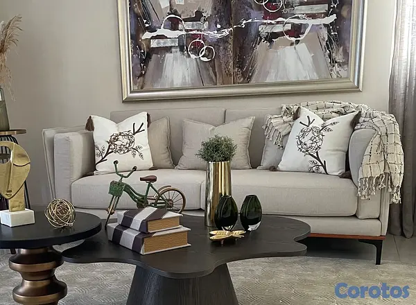 muebles y colchones - Sofá blanco hueso moderno como nuevo 2