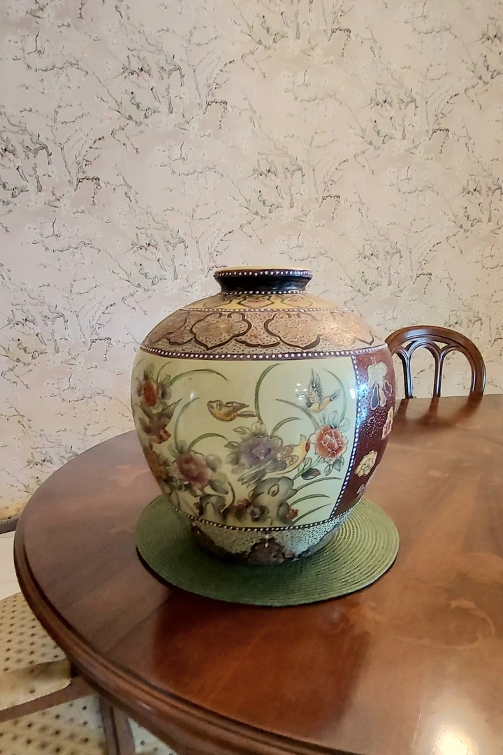 decoración y accesorios - Hermoso jarrón en ceramica pintada en relieve. 14 pulgadas alto x 13  ancho 2