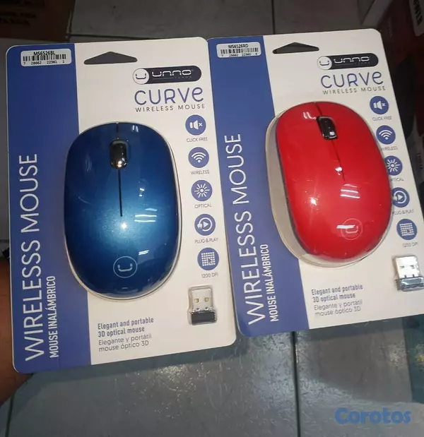 computadoras y laptops - MOUSE INALAMBRICO CURVE COLOR AZUL,ROJO  2