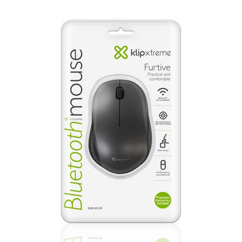 computadoras y laptops - MOUSE OPTICO KLIPX FIRTIVE, BLUETOOTH  3 BOTONES, 1600 DPI, GRIS 