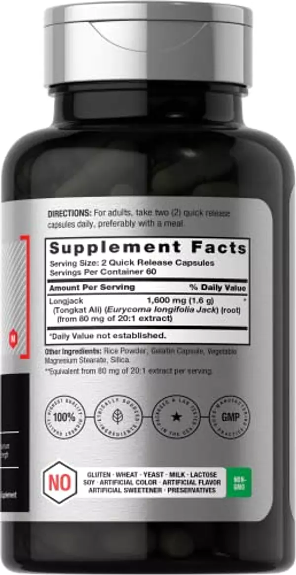 Salud y Equipamiento Médico - Longjack Tongkat Ali 1600 Mg 120 Capsulas Horbaach 2