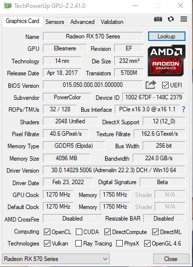 computadoras y laptops - Tarjeta AMD RX 570 4GB Red Devil  7