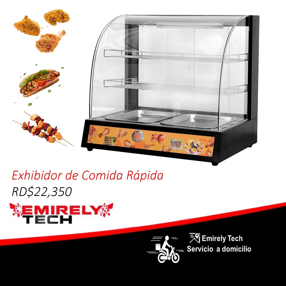 equipos profesionales - Vitrina electrica de alimentos exhibidora mostrador calentadora de comida rapida