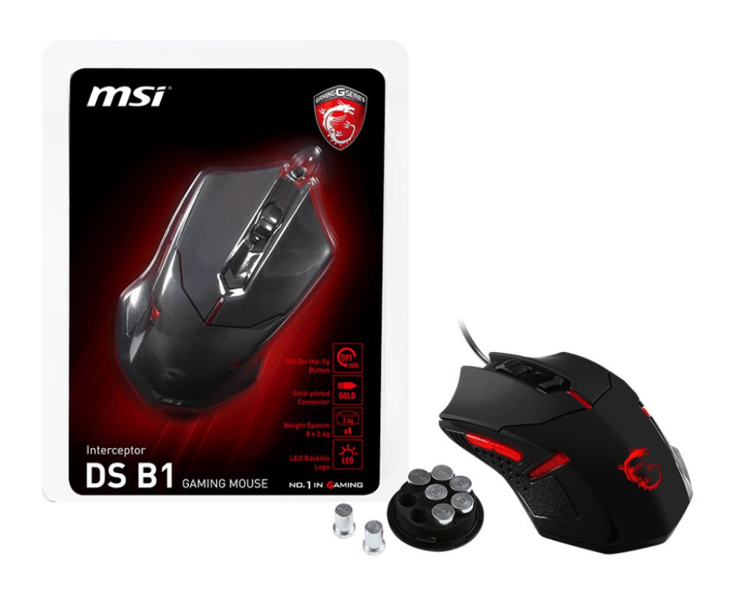 computadoras y laptops - MOUSE MSI INTERCEPTOR DS B1, CONECTOR USB DORADO CON SENSOR ÓPTICO DE NIVEL 0