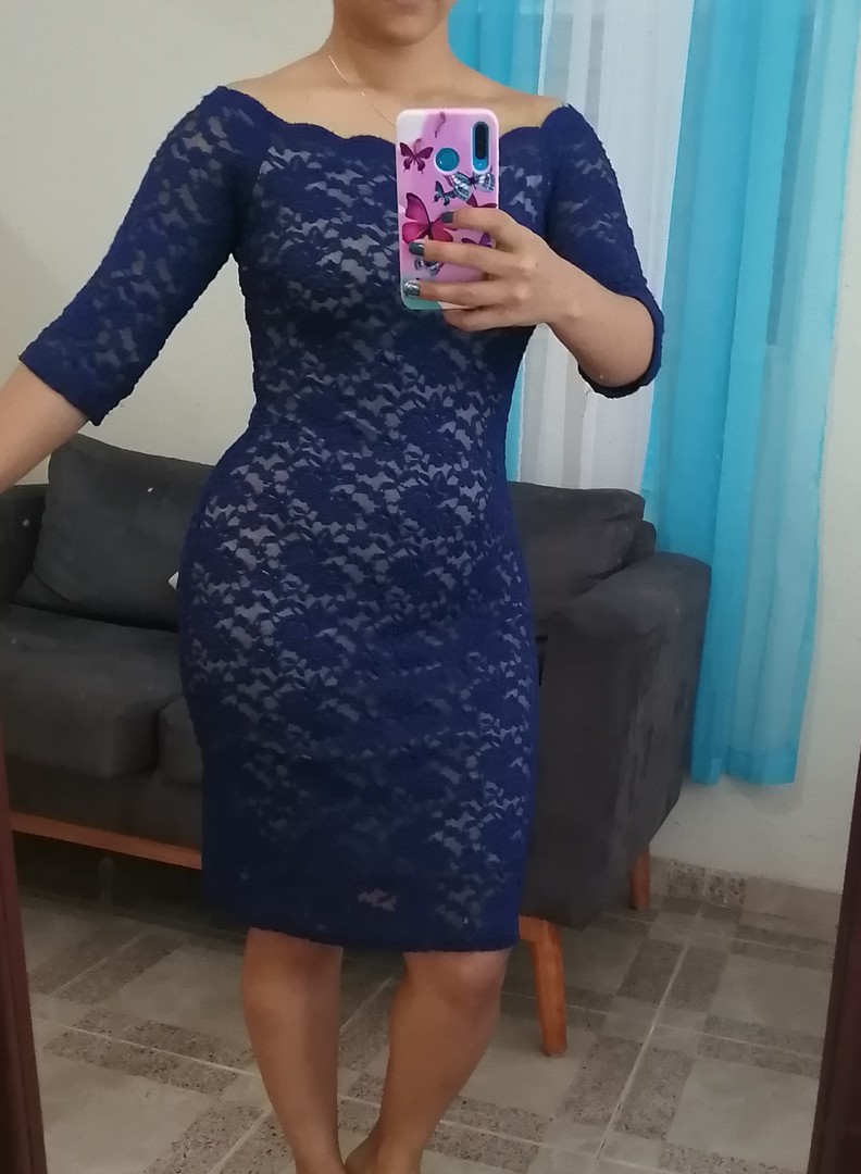 ropa para mujer - Vestido de encaje azul