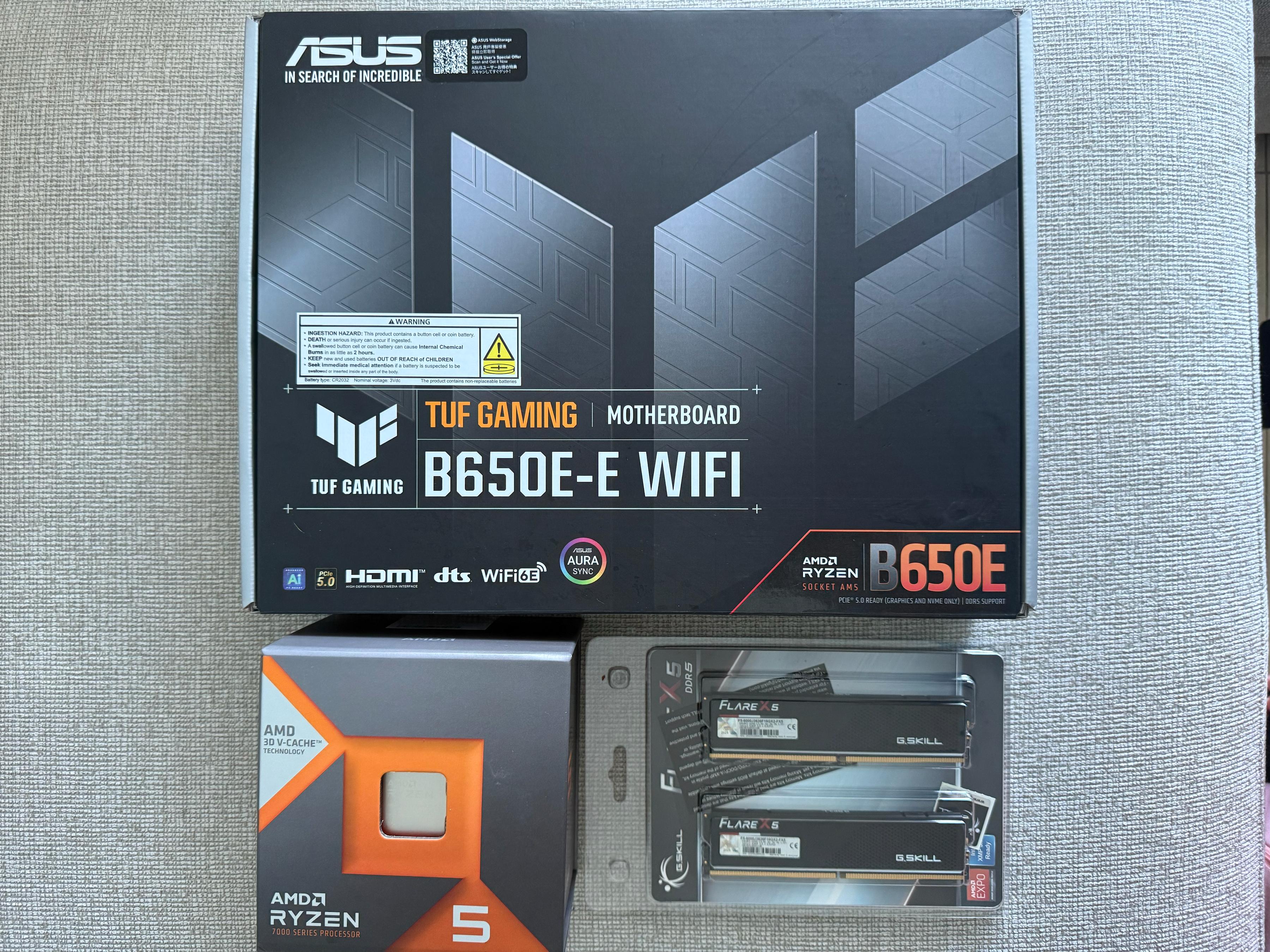 computadoras y laptops - Combo Ryzen 5 7600x3D, Asus B650-E Wifi TUF Gaming, 32 GB DDR5 RAM 6000Mhz CL36 1