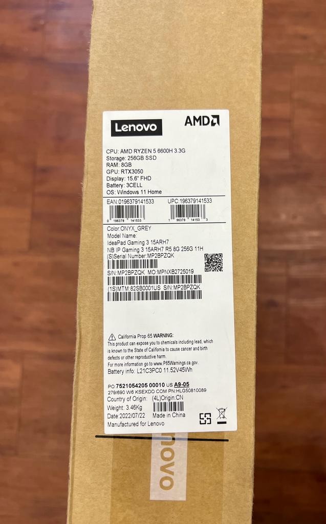 celulares y tabletas - Lenovo IdeaPad Gaming 3 RTX3050 Ryzen 5 8GB/256GB 1