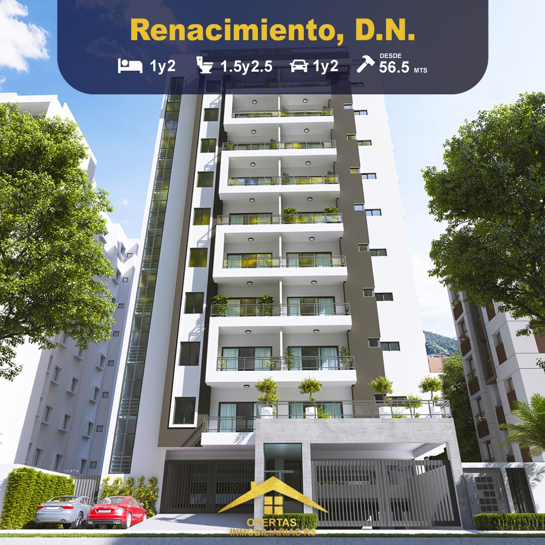 apartamentos - MODERNA TORRE DE 10 NIVELES UBICADA EN RENACIMIENTO