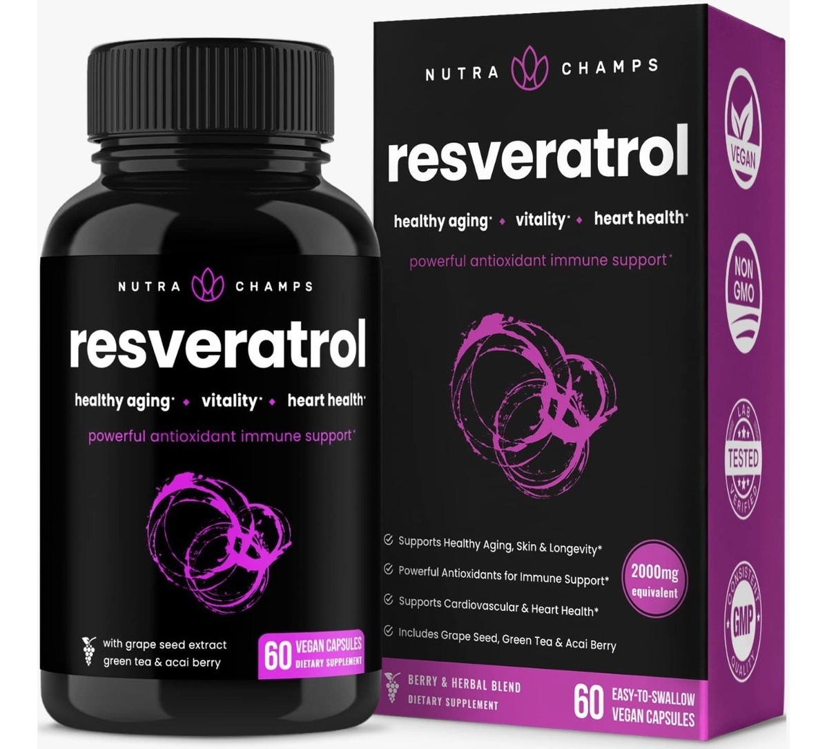 Salud y Equipamiento Médico - Resveratrol 60 Cap Nutrachamps - U - Unidad A $3315 1