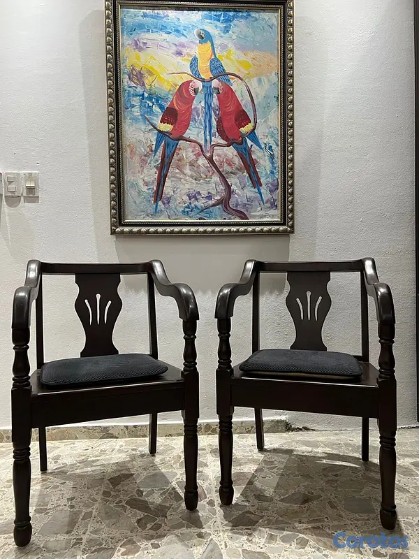 decoración y accesorios - Par de butacas elegantes de madera de caoba 5