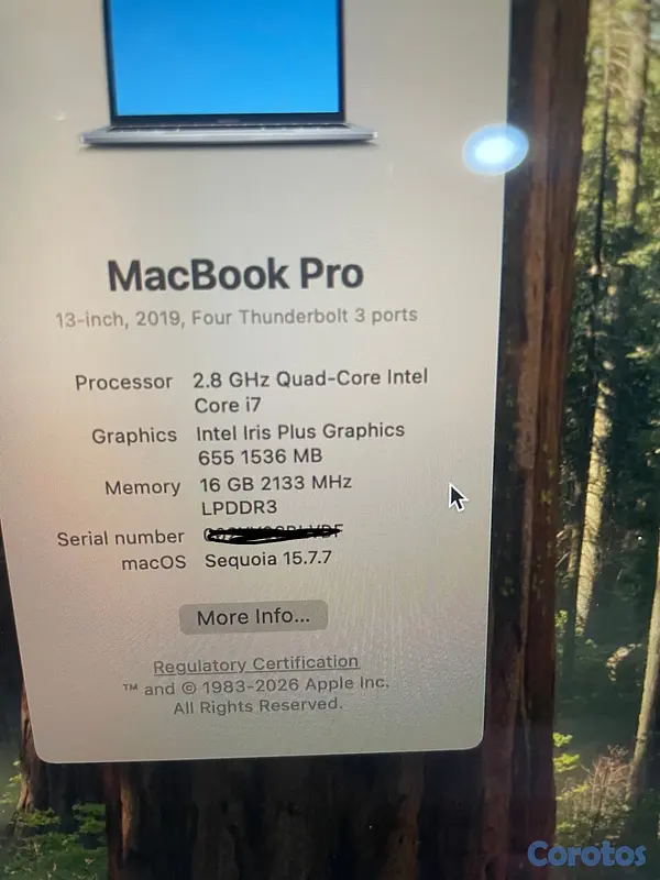 computadoras y laptops - MacBook Pro 13 2019 i7 2.8ghz, 16gb ram, 1tb ssd 5