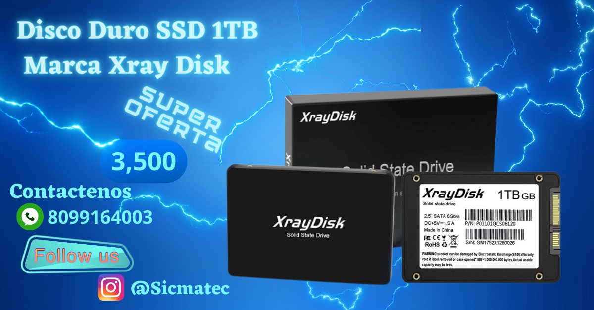 computadoras y laptops - Disco Duro SSD marca Xray Disk de 1TB, nuevo sellado. Garantia 1 mes.