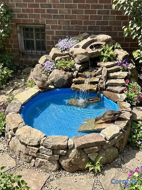 arte y antigüedades - estanques de agua con cascadas  2
