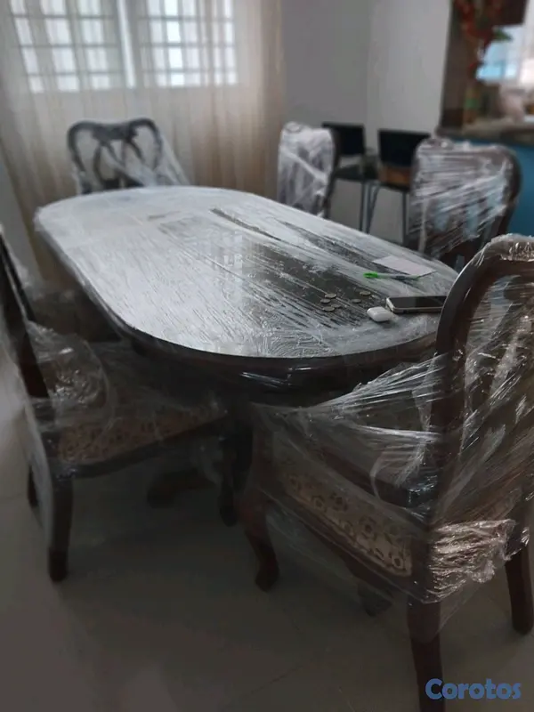 muebles y colchones - Juego de comedor en caoba centenario 6 Sillas con un vidrio protector 7