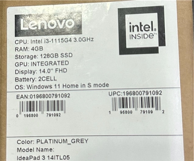 computadoras y laptops - LAPTOP LENOVO IDEAPAD 3 14ITL05 4GB RAM 128GB SSD INTEL i3-11va 14” FHD  2