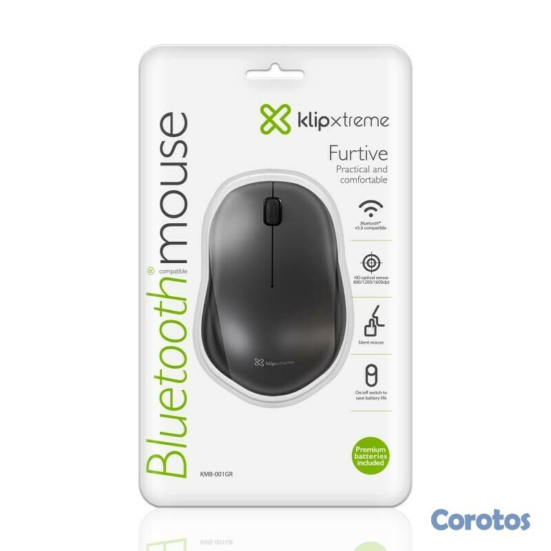 computadoras y laptops - MOUSE OPTICO KLIPX FIRTIVE, BLUETOOTH  3 BOTONES, 1600 DPI, GRIS  1