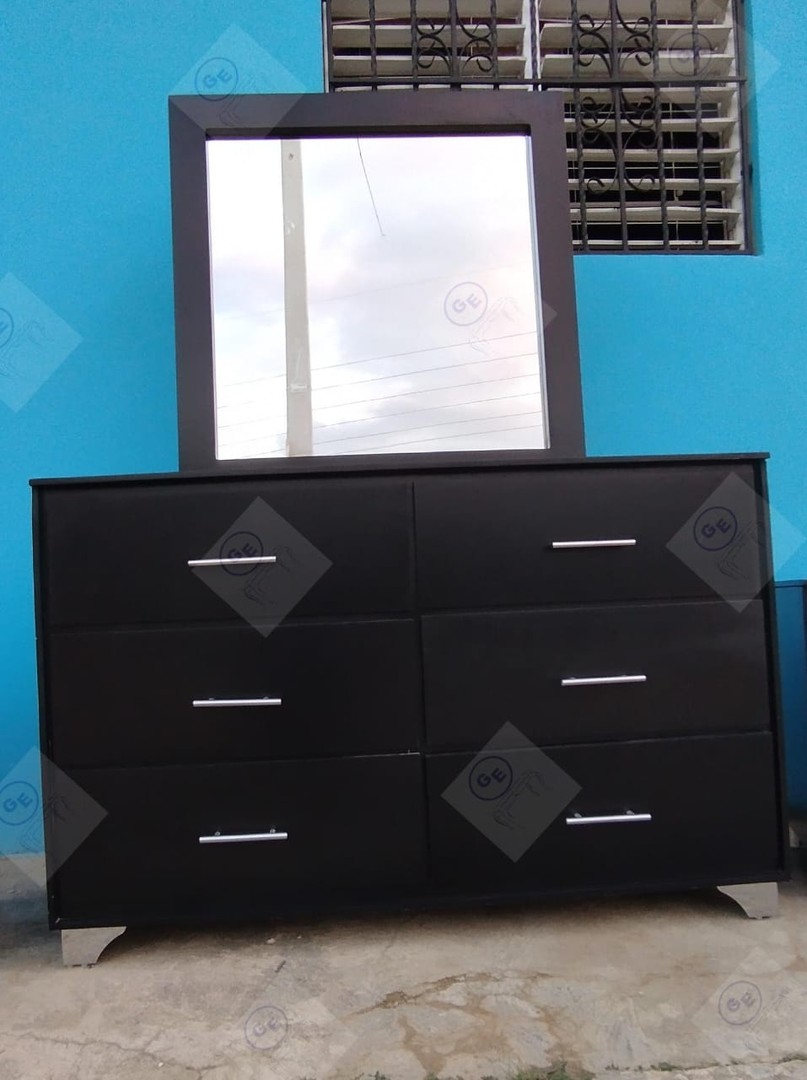 muebles y colchones - Gavetero moderno color negro 