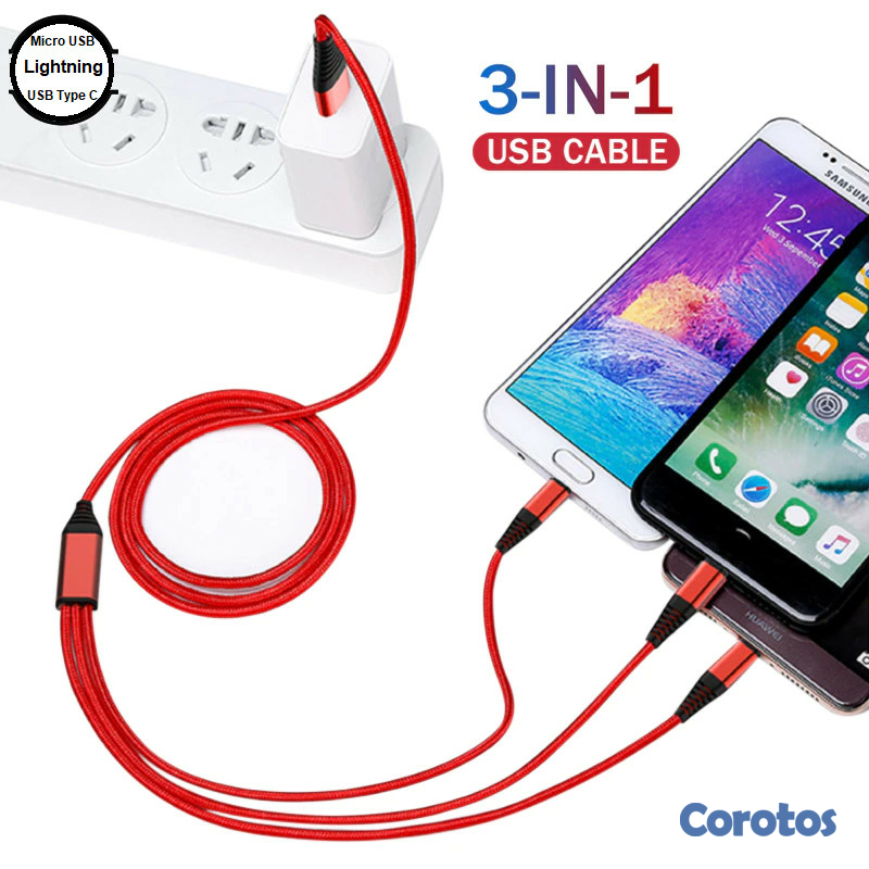 accesorios para electronica - Cable USB Para cargar celulares Iphone y Android - 3 en 1 1