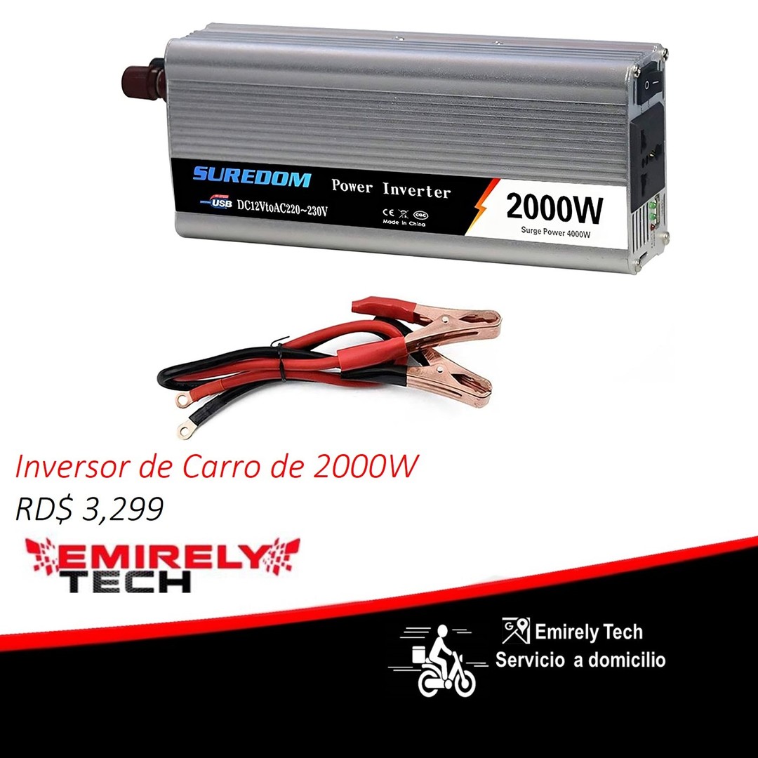 plantas e inversores - Inversor de corriente portátil cargador de carro power inverter 2000W  110V