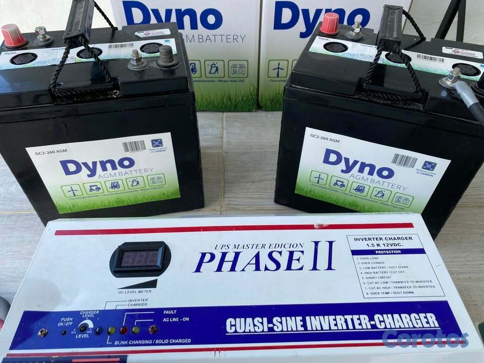 plantas e inversores - Vendo Inversor 1.5k 12V + 2 Baterías 260 AMP 6 2