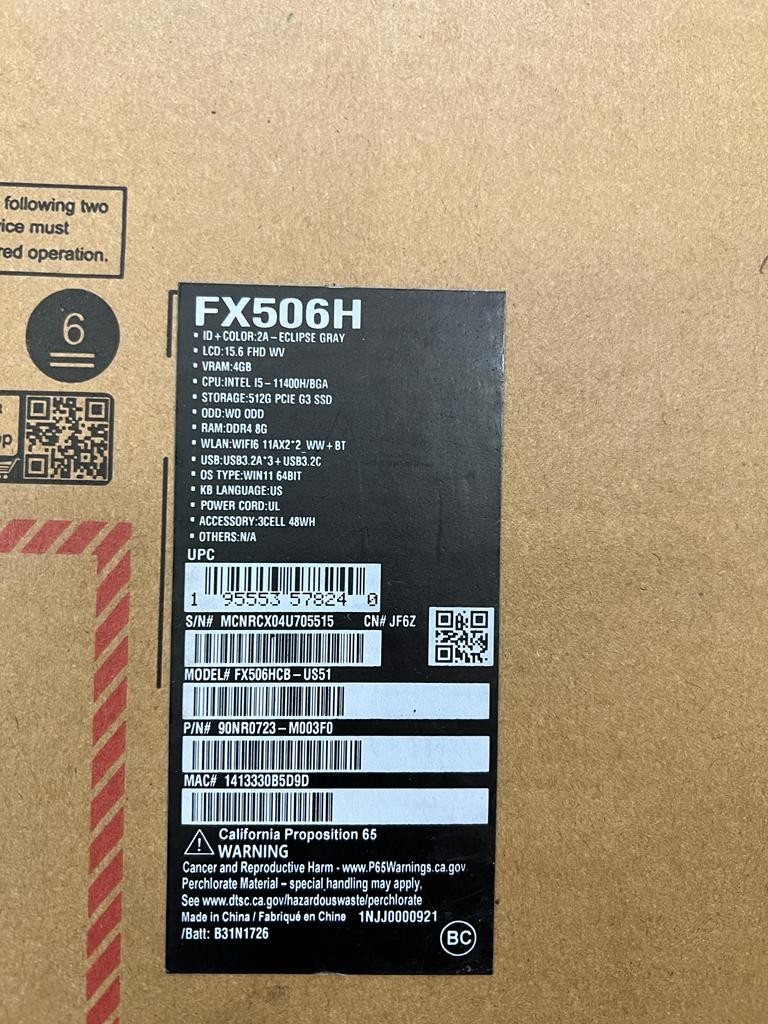 celulares y tabletas - Asus F15 FX506H Intel i5 8GB/512GB 3