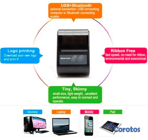 impresoras y scanners - Impresora de 58 mm termica con bluetooth y USB recargable
 5
