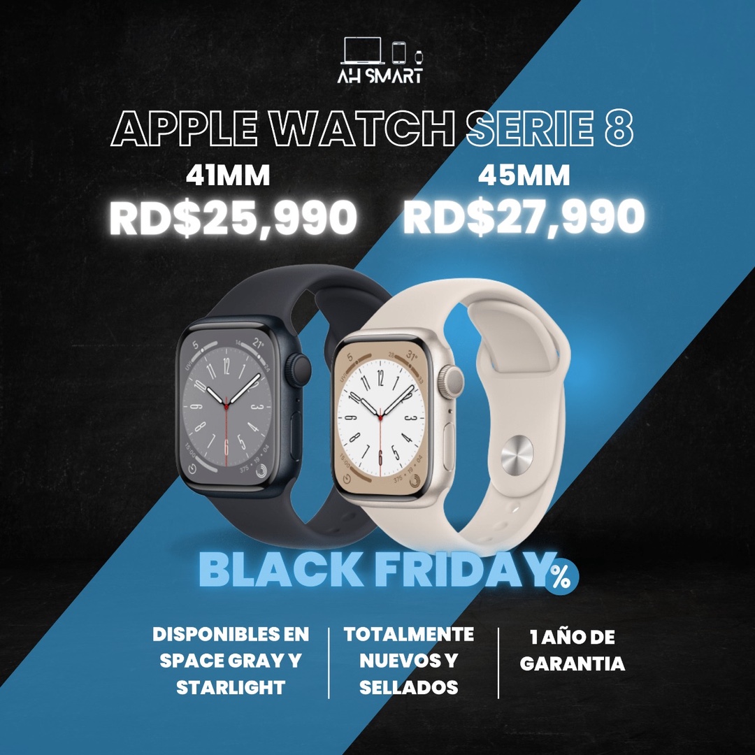 accesorios para electronica - Apple Watch Series 8 45MM 41MM (Space Gray, Starlight) Sellados Nuevos