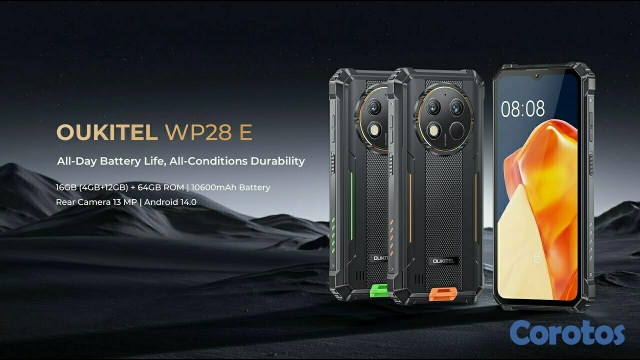 celulares y tabletas - OUKITEL WP28E teléfono resistente de  4GB/64GB, 10 2