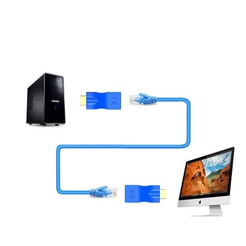 accesorios para electronica - Extensor Hdmi a RJ45 30 MTS Color Azul LAN Ethernet Port 4k HDMI Network 1